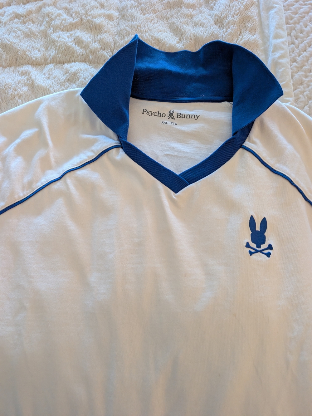 Psycho Bunny Men’s White Polo with Navy Trim
